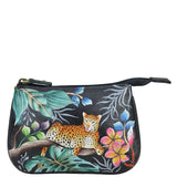 Leather Hand Painted Medium Zip Pouch - Jungle Queen (1107)