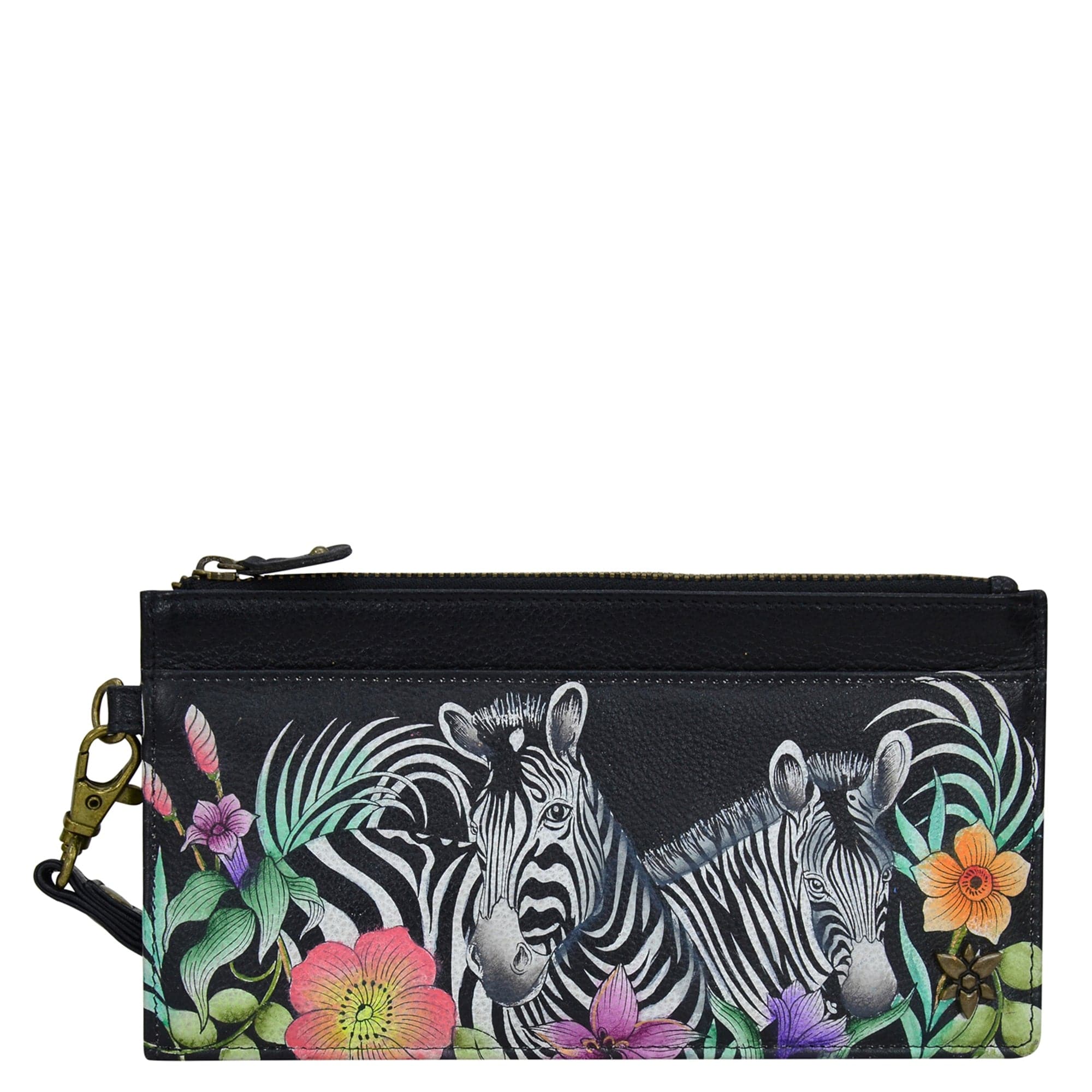 Anuschka Hand-Painted Leather RFID Organizer Wristlet Wallet 