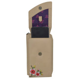 Leather Hand Painted Crossbody Phone Case - Flower Garden Almond (1173)
