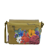 Leather Hand Painted Flap Crossbody - Dreamy Floral (683)